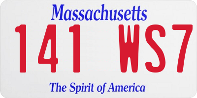 MA license plate 141WS7