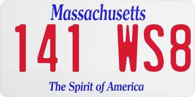 MA license plate 141WS8