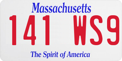 MA license plate 141WS9