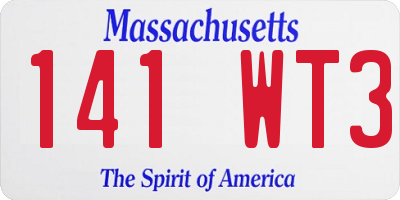 MA license plate 141WT3