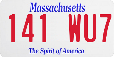 MA license plate 141WU7
