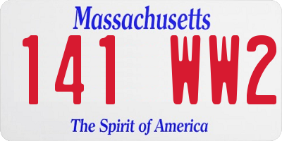 MA license plate 141WW2