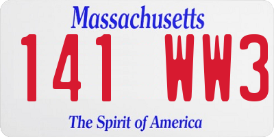 MA license plate 141WW3