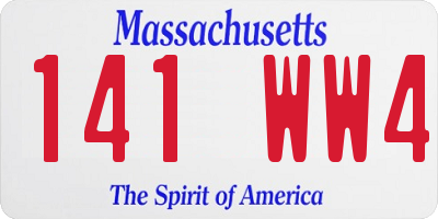 MA license plate 141WW4