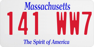 MA license plate 141WW7