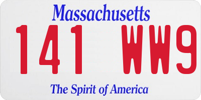MA license plate 141WW9