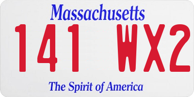 MA license plate 141WX2