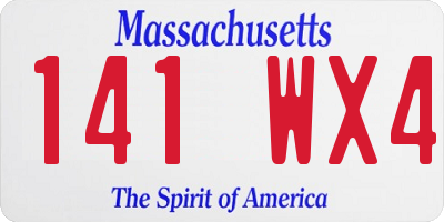 MA license plate 141WX4