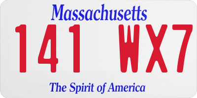 MA license plate 141WX7