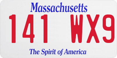 MA license plate 141WX9