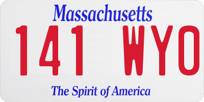 MA license plate 141WY0