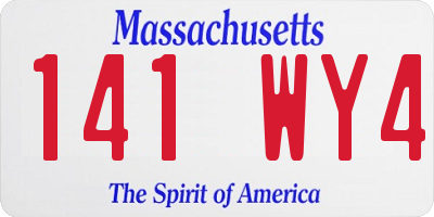 MA license plate 141WY4