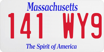 MA license plate 141WY9