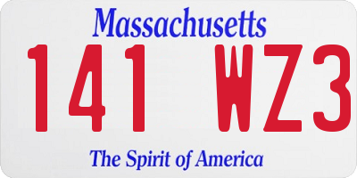MA license plate 141WZ3