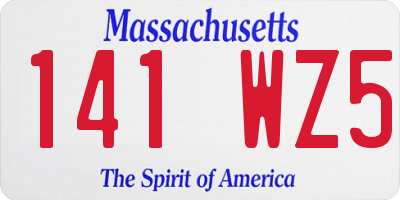 MA license plate 141WZ5