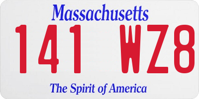 MA license plate 141WZ8