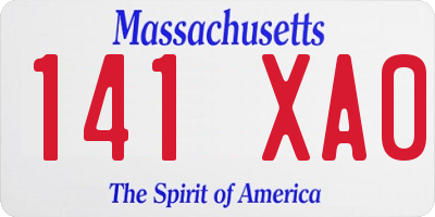 MA license plate 141XA0