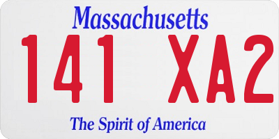 MA license plate 141XA2