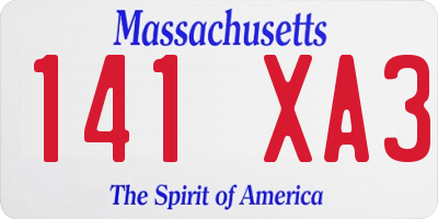 MA license plate 141XA3