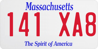 MA license plate 141XA8