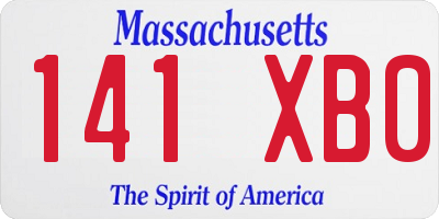 MA license plate 141XB0