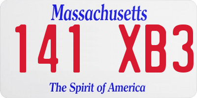 MA license plate 141XB3