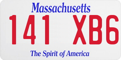 MA license plate 141XB6