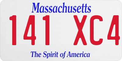 MA license plate 141XC4