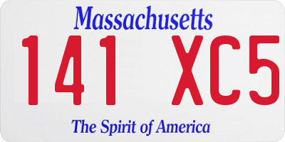 MA license plate 141XC5