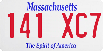 MA license plate 141XC7