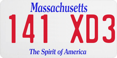 MA license plate 141XD3