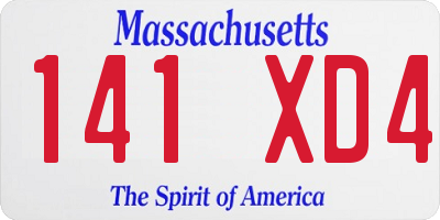 MA license plate 141XD4