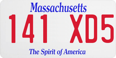 MA license plate 141XD5
