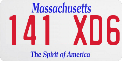 MA license plate 141XD6