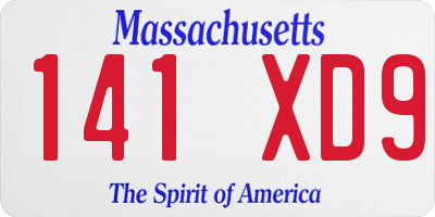 MA license plate 141XD9