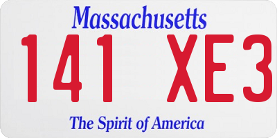MA license plate 141XE3
