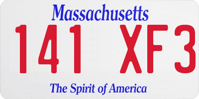 MA license plate 141XF3