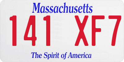 MA license plate 141XF7
