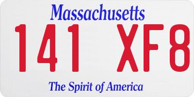 MA license plate 141XF8