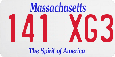 MA license plate 141XG3