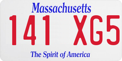 MA license plate 141XG5