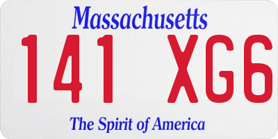 MA license plate 141XG6
