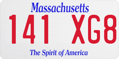 MA license plate 141XG8