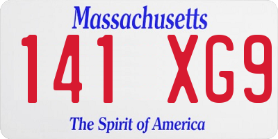 MA license plate 141XG9