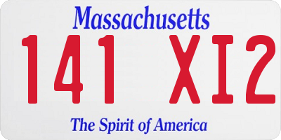 MA license plate 141XI2
