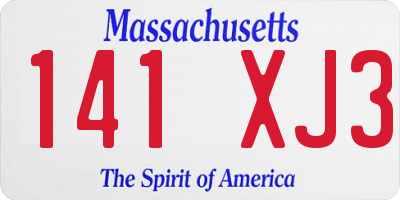 MA license plate 141XJ3