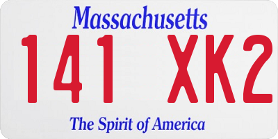 MA license plate 141XK2