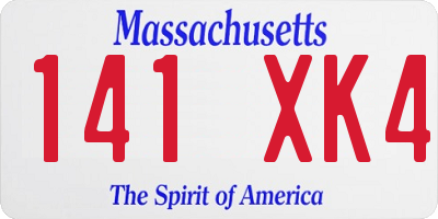 MA license plate 141XK4