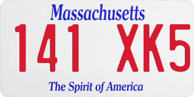 MA license plate 141XK5