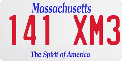 MA license plate 141XM3